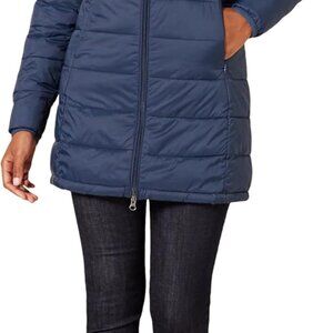 Women's Lightweight Water-Resistant Packable Hooded Puffer Coat Available in Plu